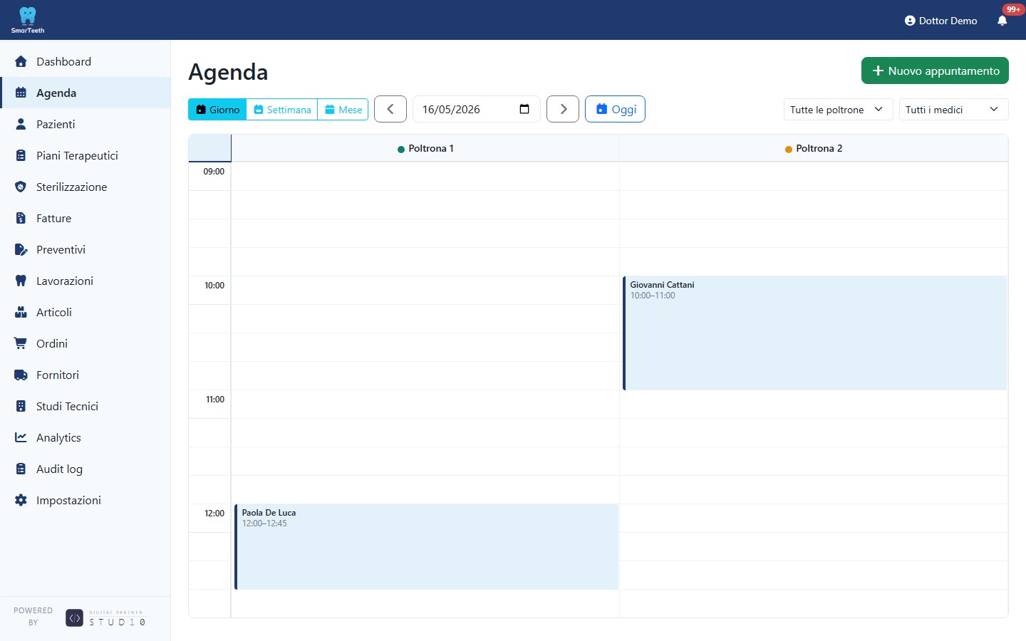 Agenda settimanale multi-poltrona